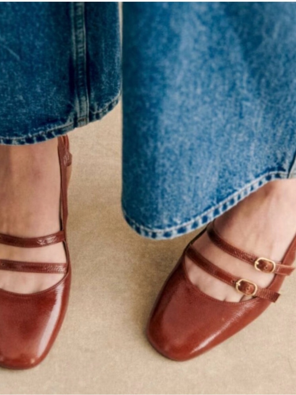 Sezane Paula Babiez Mary Jane Flats in Chestnut Brown